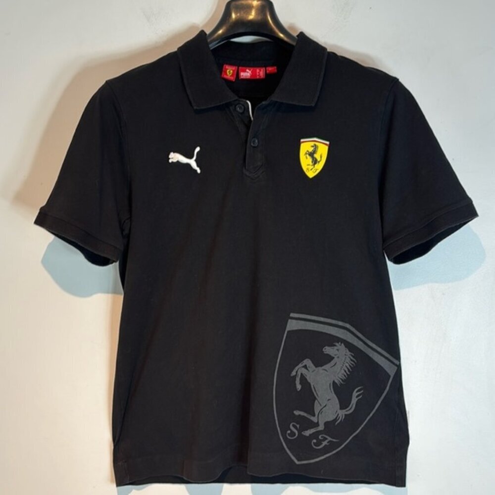 Puma X Ferrari Black Collared Polo Shirt size medium